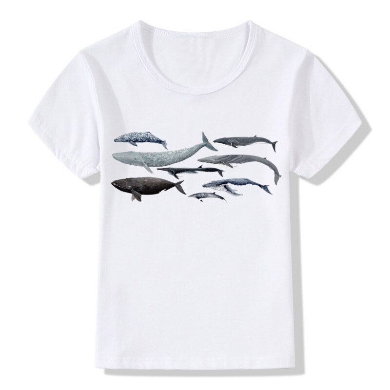 Kinderen coole print grappige walvis juiste walvis t-shirt voor kinderen jongen meisje baby korte mouw zomer casual top tee hkp 2304: Witb / 9t