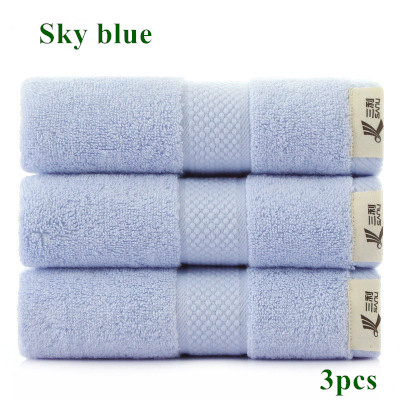 3 stk tykkere 140g bomuldshåndklæde badeværelse par år for voksne hjem hotel hjem superabsorberende ansigt håndklæder: Himmelblå