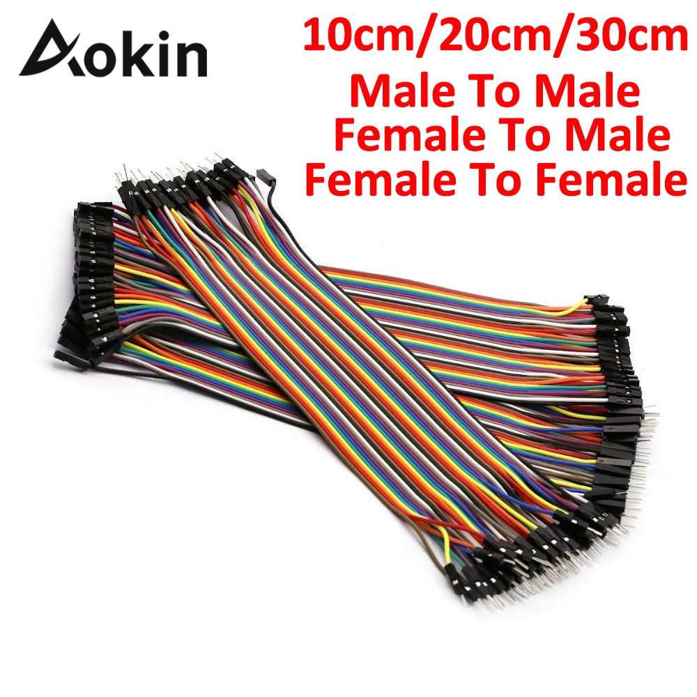 Aokin dupont cabo 10cm 20cm 30cm macho macho fêmea fêmea-fêmea jumper fio conector dupont cabo para arduino