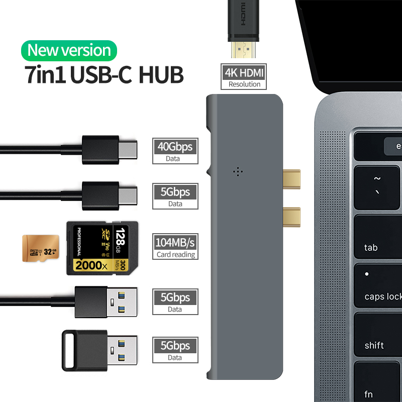 Type-C Naar Hdmi 7 In 1 Docking Station Apple Computer Macbook Pro Converter Usb-C