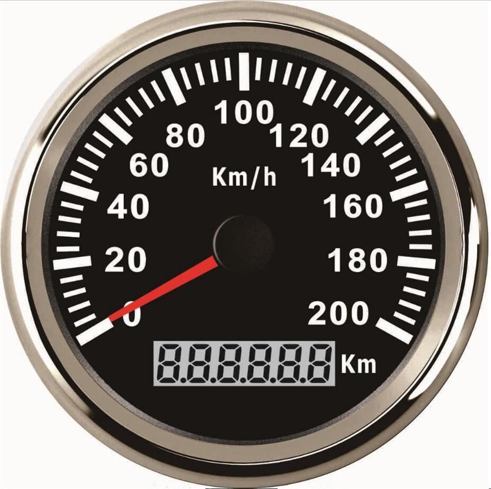 Pakke  of 1 0-200km/ t gps speedometer 85mm enheder sus 316l bezel hastighedsmålere med blå baggrundsbelysning til bil lastbil båd rv motorcykel