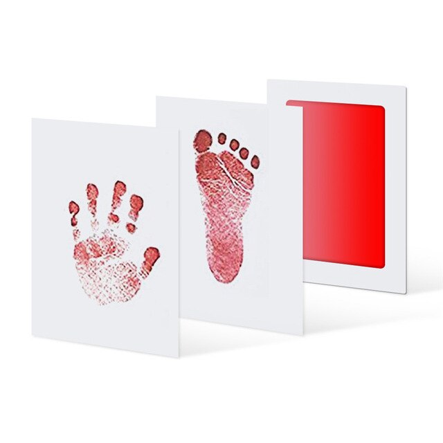 Baby Care Niet Giftig Baby Handafdruk Footprint Opdruk Kit Baby Souvenirs Casting Pasgeboren Voetafdruk Stempelkussen Baby Klei Speelgoed: red