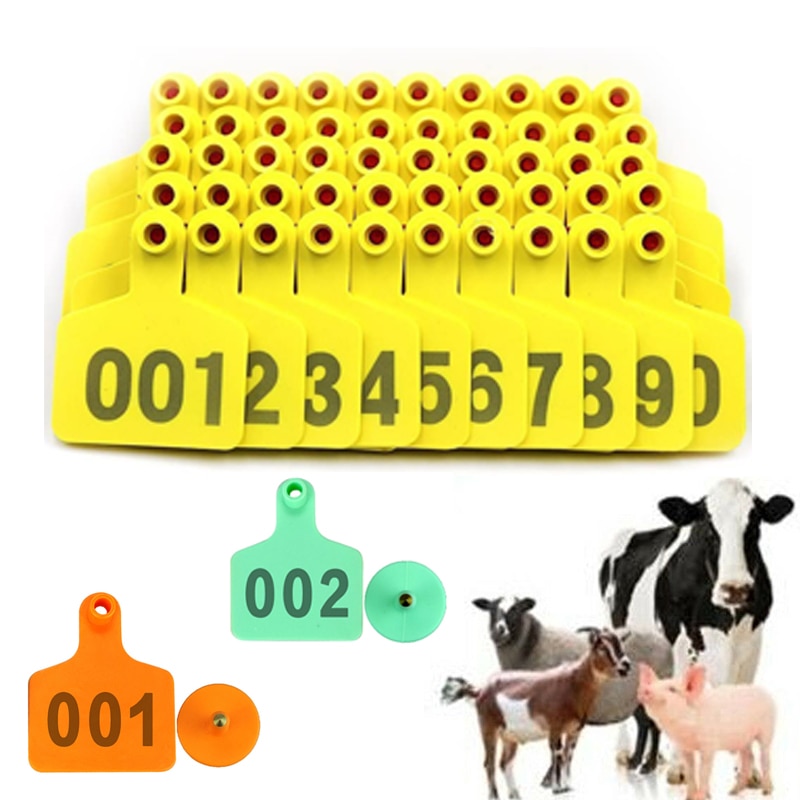 100 sæt husdyr ko kvæg øremærke skilte tpu med ord øremærker maskinskrivning kobberhoved øreringe husdyr identifikationskort