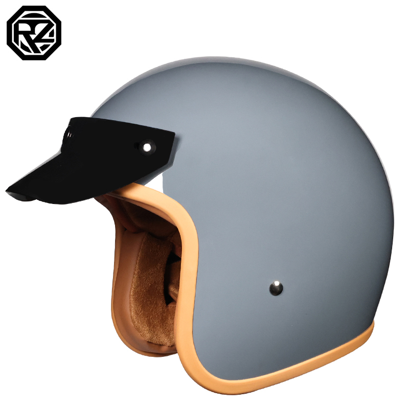 Punktgodkända retro motorcykelhjälmar 3/4 öppna hjälmar lämpliga för män och kvinnor: Blå / L