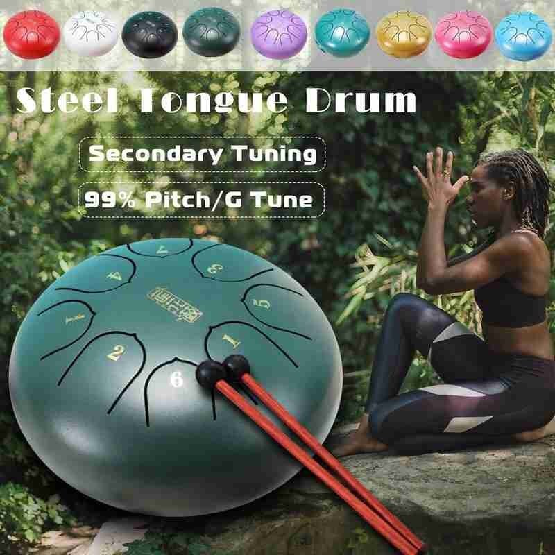 6 Inch Relaxing Music Drum Steel Tongue Drum Instrument Percussion Instrument Accessories Hand Pan Relaxing Music Drum