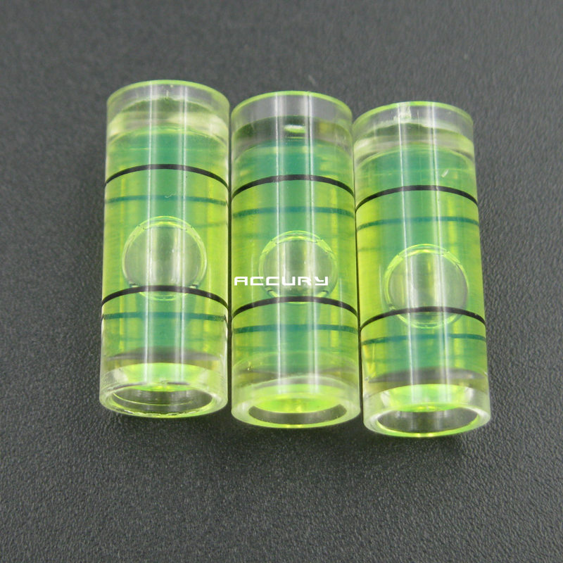 100pcs 8*20mm Plastic tube level protractor Acrylic Bubble level Circular spirit level vial