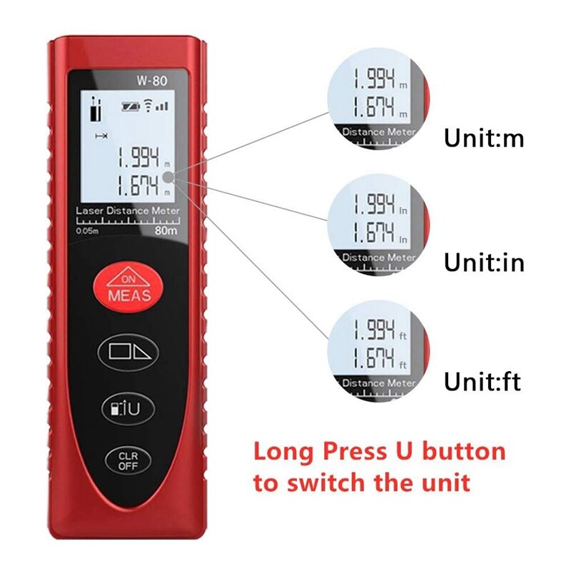 Tape Measure, Measure Distance Meter 80M, Digital Measurement Tool,Range Finder with Backlight Display,W-80