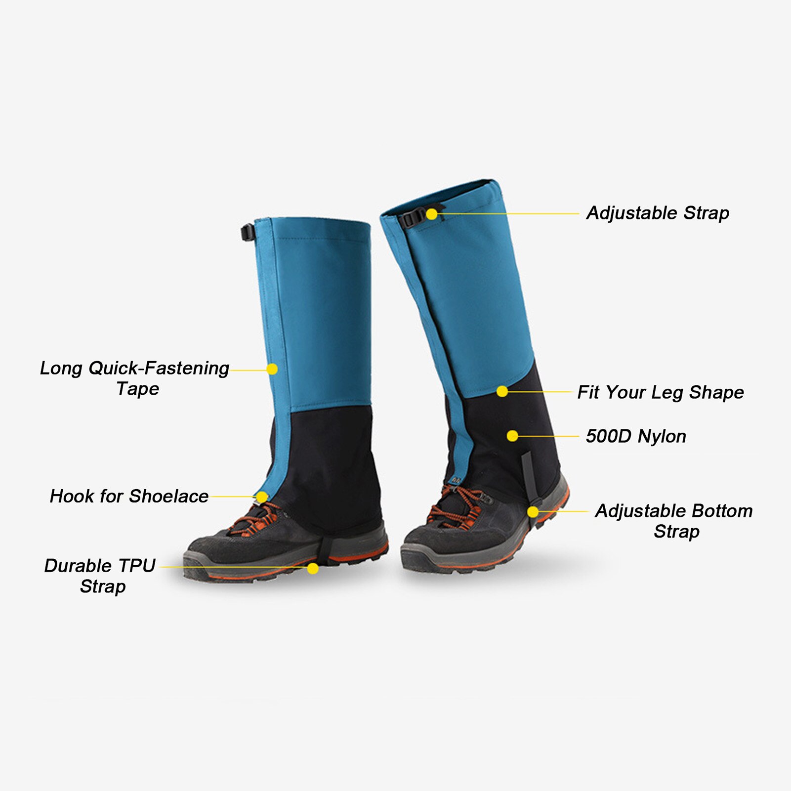 Polainas de pierna para acampar al aire libre, forro polar, impermeable, ajustable, antidesgarro, botas de nieve, polainas para escalada, senderismo, esquí