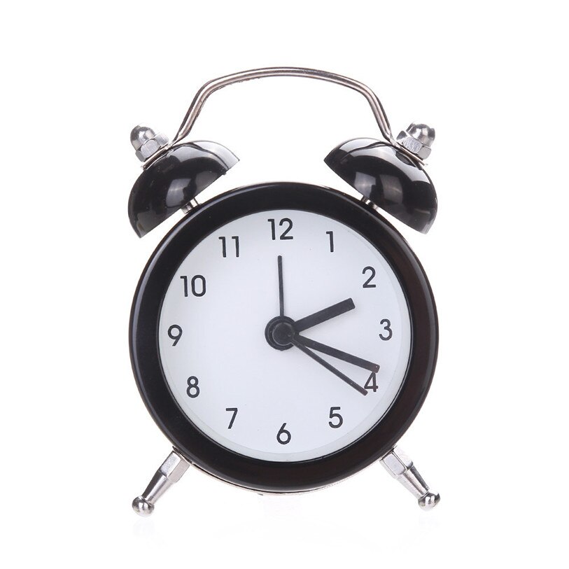 Round Small Bed Compact Quartz Student's Beep Alarm Clock Cute Student Convenience Table Alarm Clock Travel 40FB01: Black