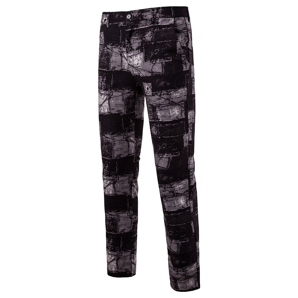 Rutiga byxor herr kamouflage höst vinter cargo byxor herr rakt tryck herr klänning byxor slim fit plus size m -4xl: L