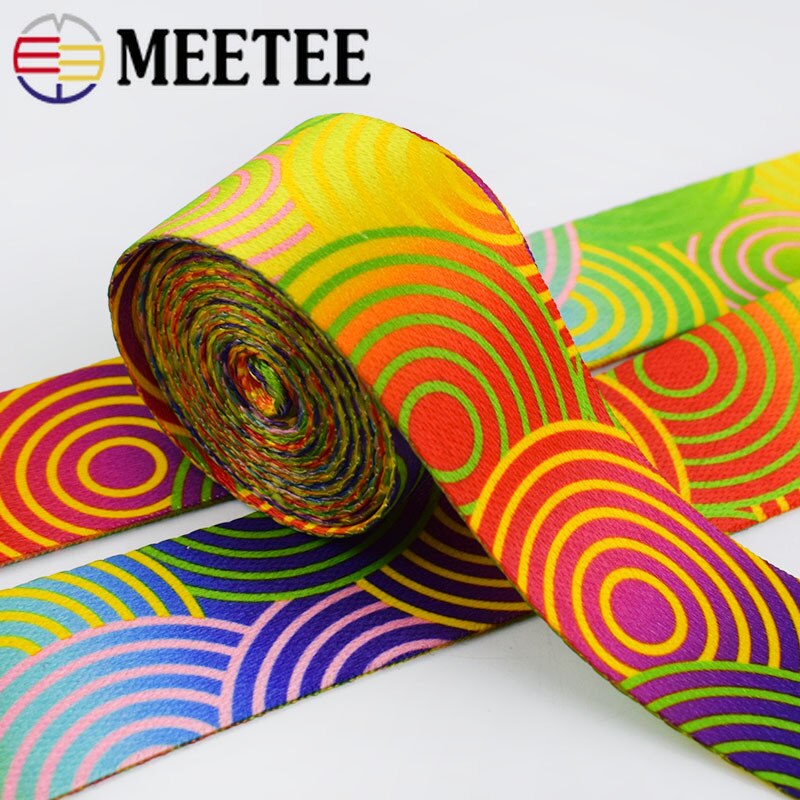 Meetee 5/10M 38Mm Gedrukt Etnische Jacquard Singels Zakken Riem Riem Lint Diy Textiel Kleding Riem decor Naaien Accessoire