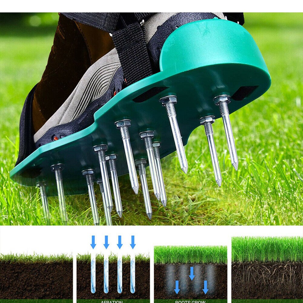 1Pair Shoes Nail Cultivator Yard Garden Tool Lawn Aerator Shoes Shoelace Garden Yard Grass Cultivator Scarification Nail Tool
