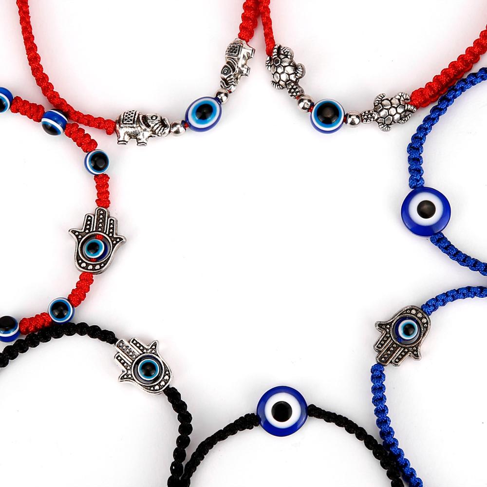 Lucky Rood Zwart String Discussie Armbanden Blue Evil Eye Charm Armbanden Vrouwen Handgemaakte Gevlochten Touw Geluk Sieraden