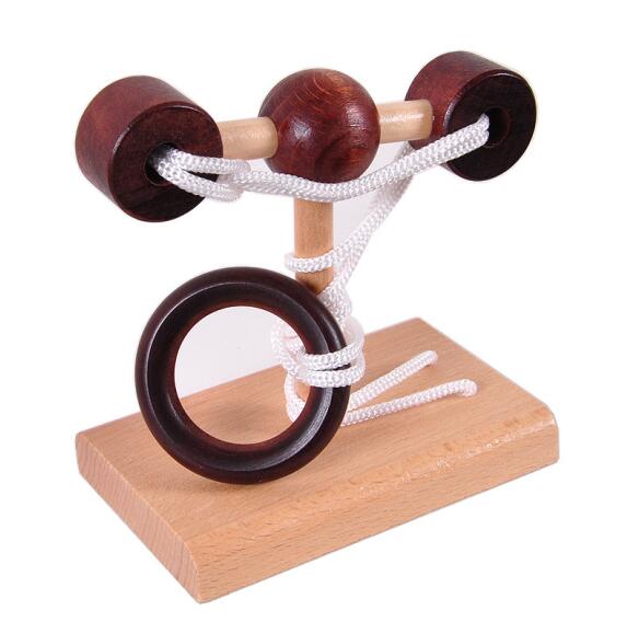 Desk Novelty 3D Wooden Rope Loop Puzzle IQ Mind String Brain teaser Game for Adults Kids: Model 7