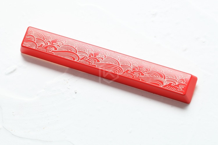 Novelty Shine Through Keycaps ABS Etched, Shine-Through japanese wave black red spacebar custom mechanical keyboards: Default Title