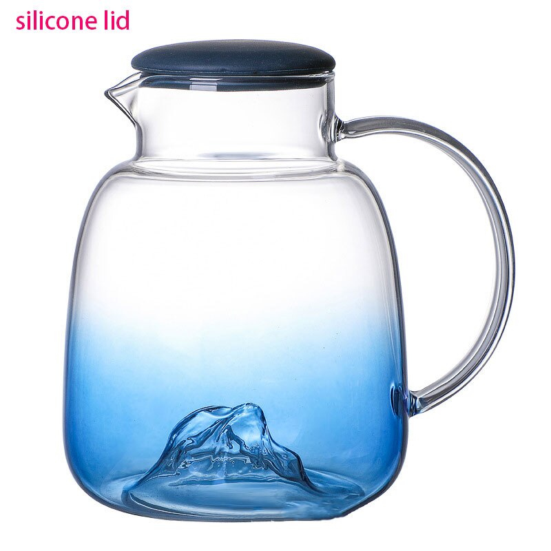 Jarras de vidrio para el hogar, vasos transparentes para agua, jarra de agua de gran capacidad con gradiente azul, calefacción, Juego de vasos de vidrio grueso: jug