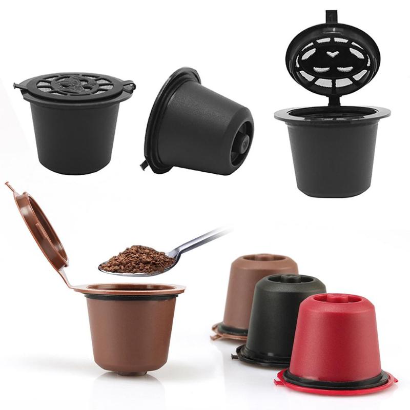 3 pakke genopfyldelig genanvendelig kaffekapsel med 1pc plastikskedefiltre køkken tilbehør holdbart genanvendeligt nespresso kapsler