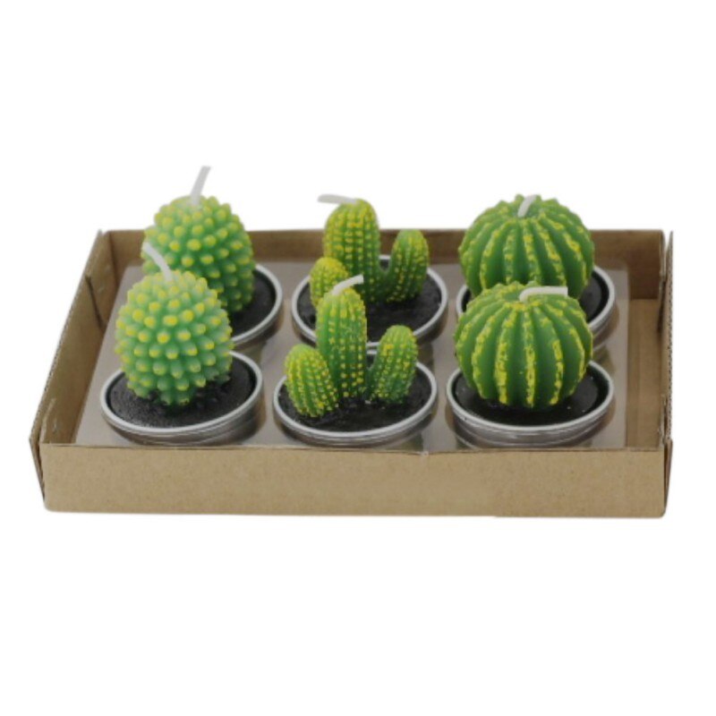 6 uds. Plantas suculentas artificiales vela de Cactus para la de cumpleaños decoración del sitio de la boda candelabro accesorios decorativos: B