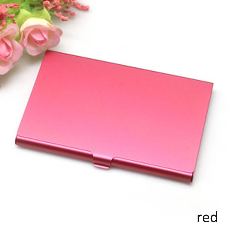 Tarjetero portátil de aleación de aluminio para mujer, Cartera de Metal, tarjetero, monedero, funda de Metal, 1 ud.: Rojo