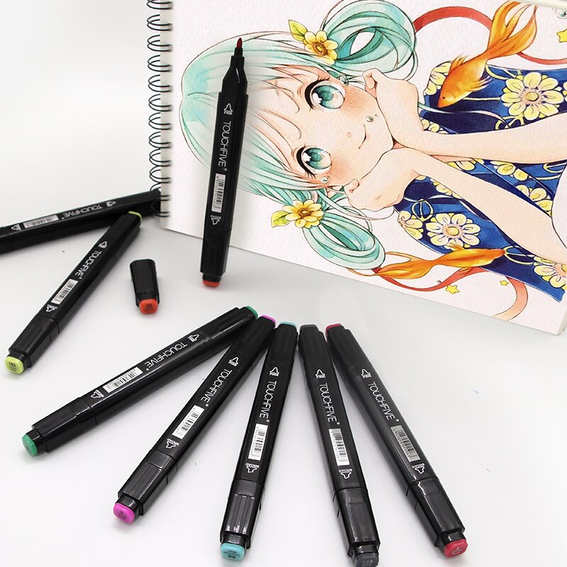 TouchFIVE 30/40/60/80/168 Color Art Markers Set Dual Headed Artist Sketch Oily Alcohol based markers For Animation Manga