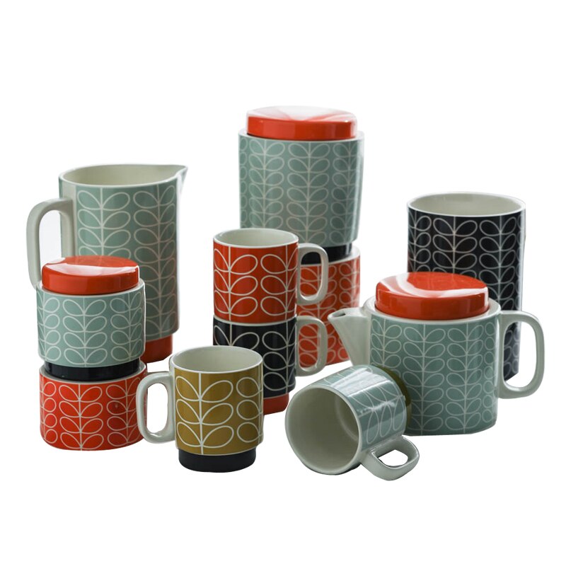 Kreative Keramik Becher Orla Kiely Pop Kunst Englisch Becher Teekanne Lagerung Eimer Spaß Becher tasse kaffee becher kawaii becher CL101505