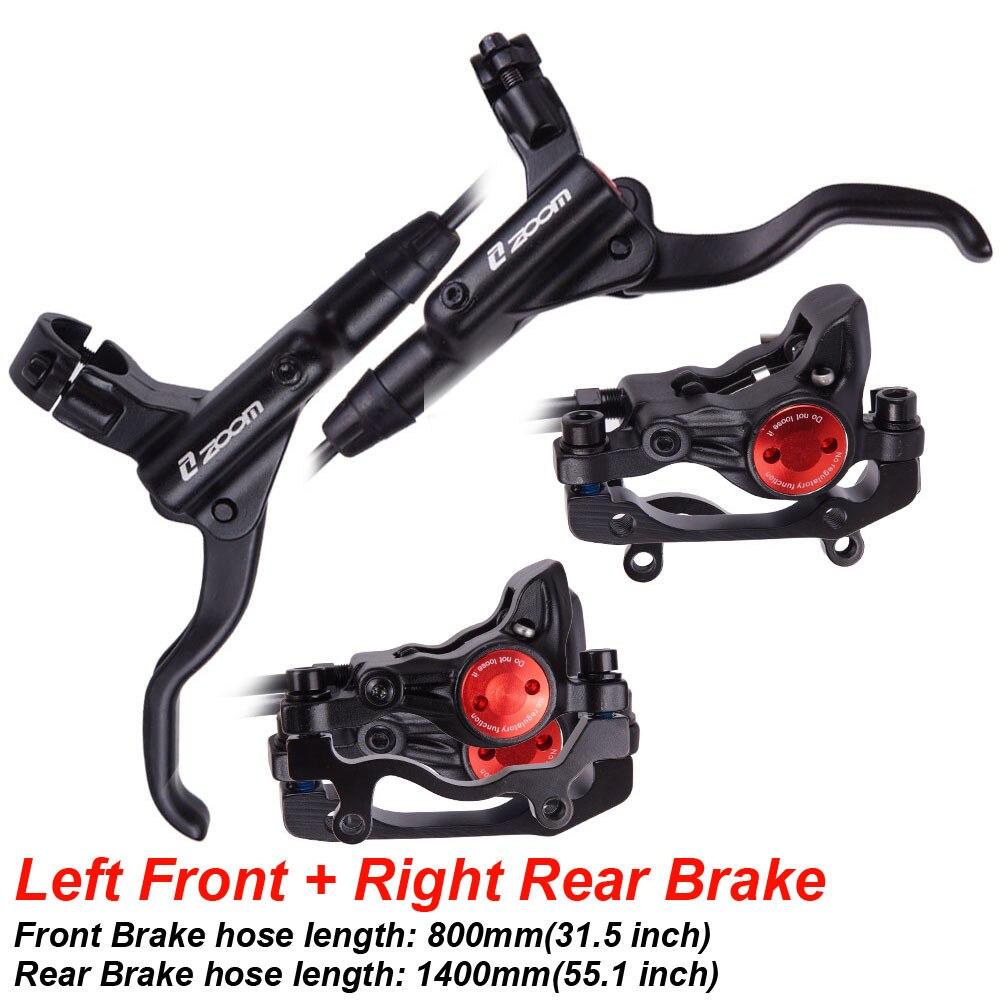 MTB Road Bike Hydraulic Disc Brake Calipers Front Rear 800/1400mm Mountain bike Kit Bicycle Oil Pressure Disc Brake Set: LF RR Brake Black