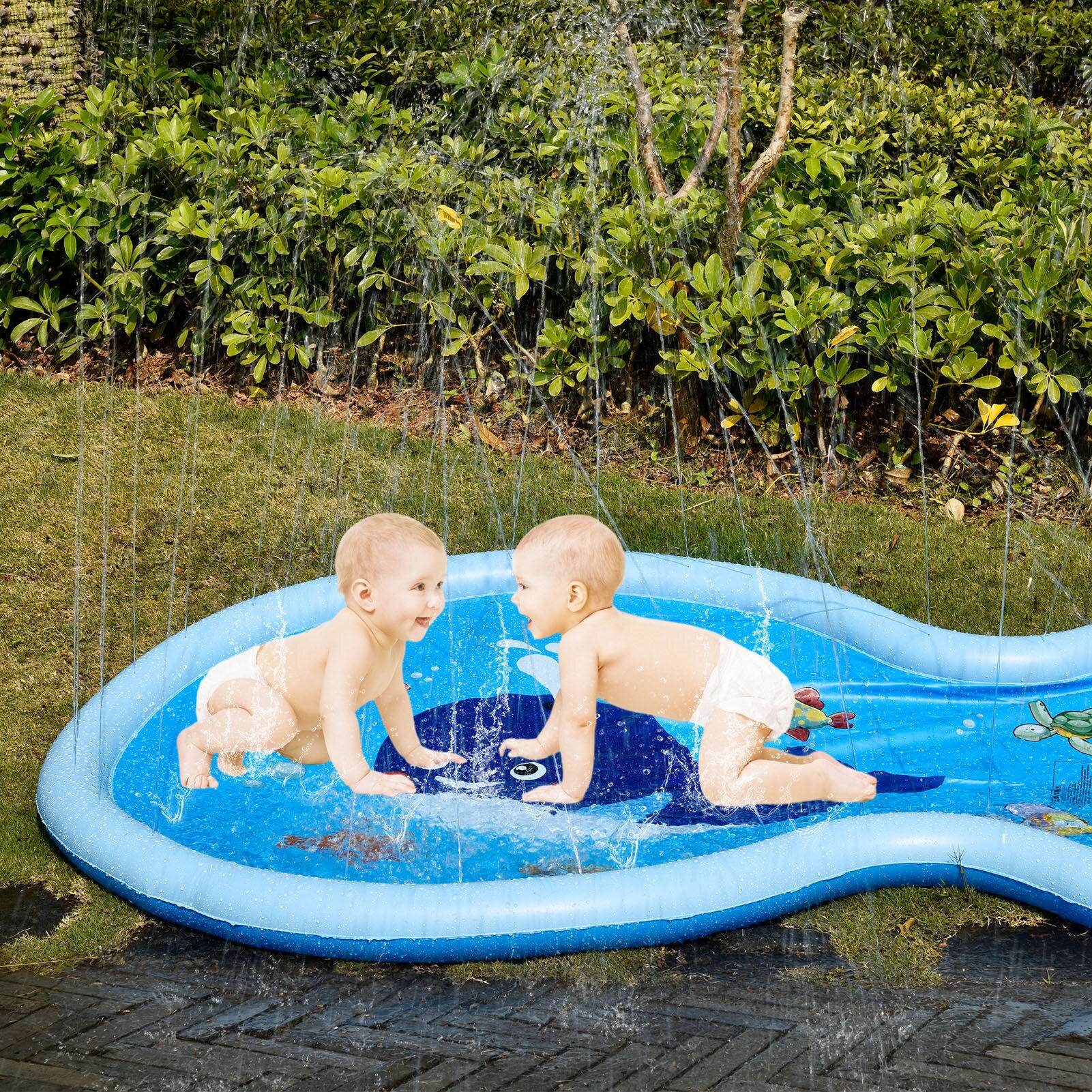 Opblaasbare Spray Water Pad Sprinkler Kussen Zomer Baby Play Water Mat Games Speelgoed Outdoor Vis Vorm Bad Zwembad