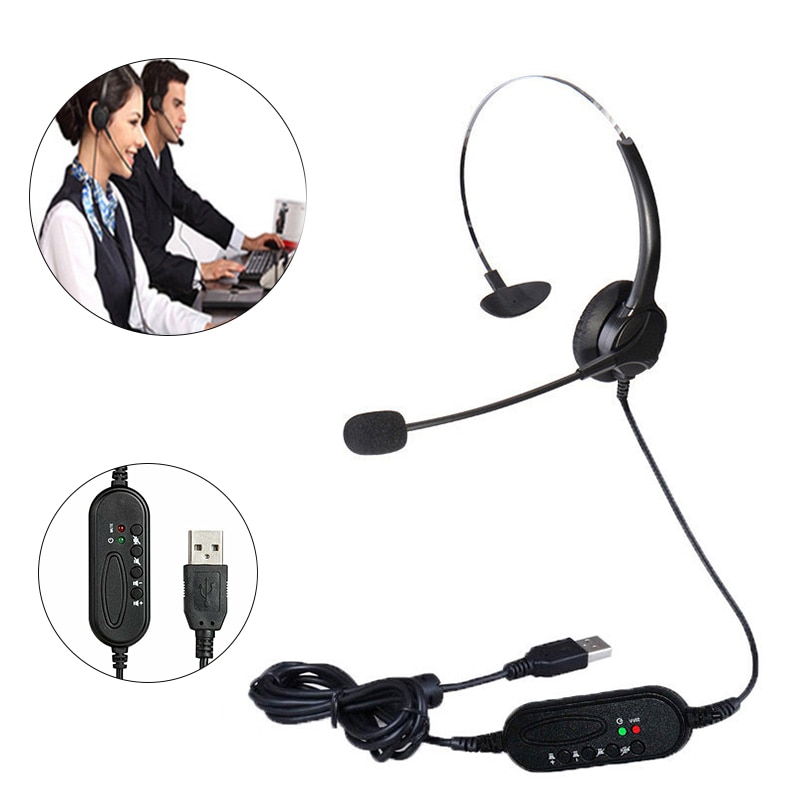 Mute Function Call Center USB Headset Noise Cancelling USB Call Center Headphone With Microphone For Skype Computer