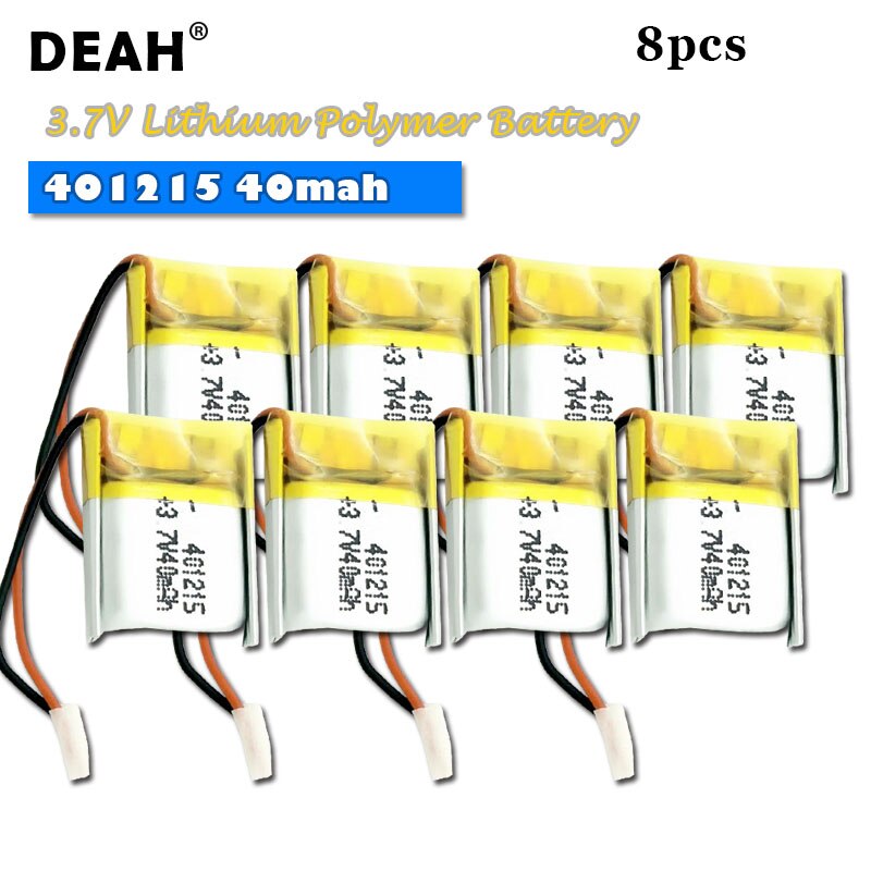 5-100Pc 3.7V Lipo Cellen 401215 40Mah Lithium Polymer Oplaadbare Batterij Voor MP3 MP4 Gps Bluetooth speaker Headset Selfie Stok: 8PCS 401215