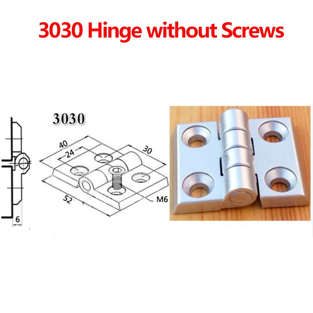 Bisagra metálica de perfil de aluminio, bisagra de aleación de Zinc con tornillos opcionales, 1 unidad, , 3030, 3040, 4040: 3030 Hinge