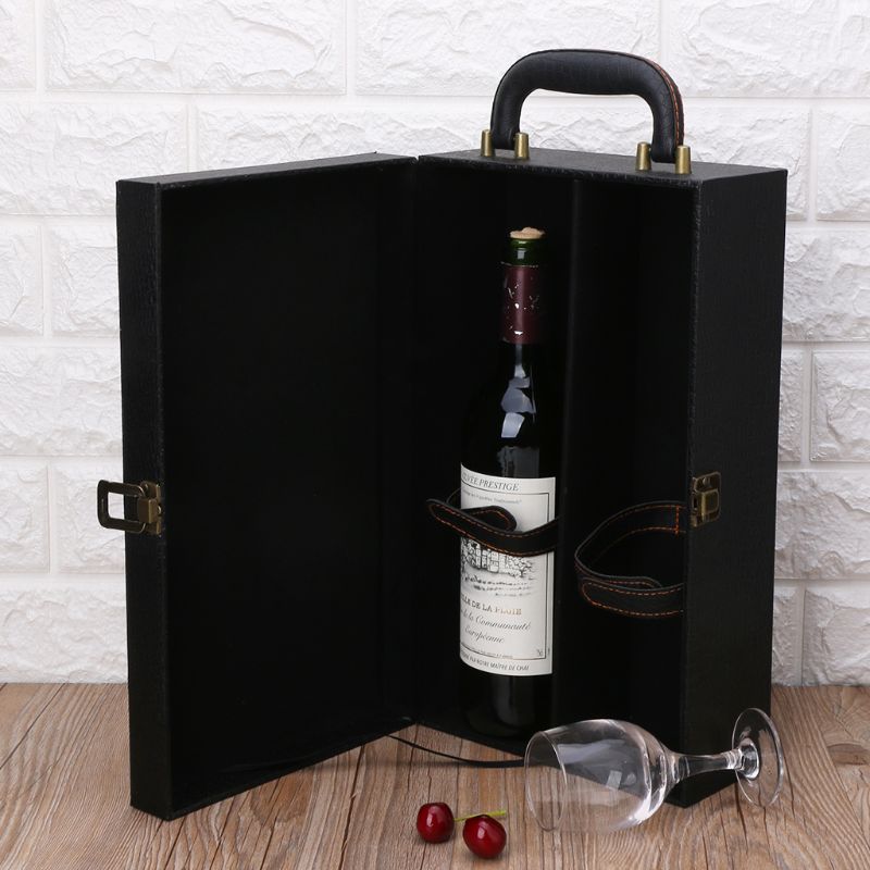 Caja de cuero para botellas de vino, bolso de transporte de lujo, organizador de Estuche De Viaje, , 2 unidades