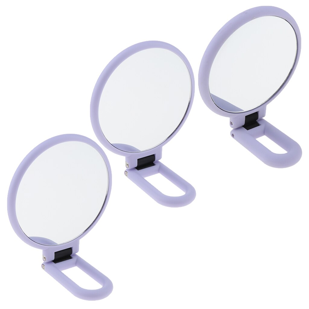 Double Sided Magnification Hand Held Makeup Mirror with Stand, Women Travel