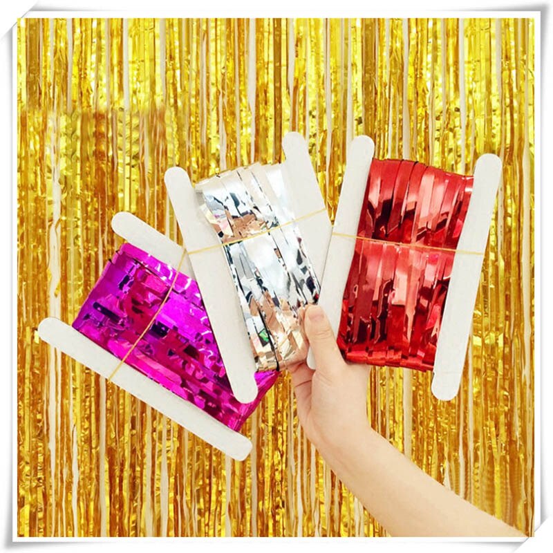 Fondo de cortina de seda de lluvia, tira de colores para pared, cumpleaños, boda, decoración de cinta de seda de lluvia, sala de estar para, suministros de cortina