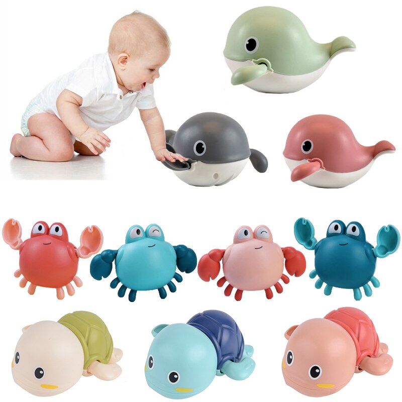 Baby Bath Toys Animal Cute Cartoon Whale Tortoise Classic Baby Water Toy Infant Swim Chain Clockwork Toy For Kid Newest