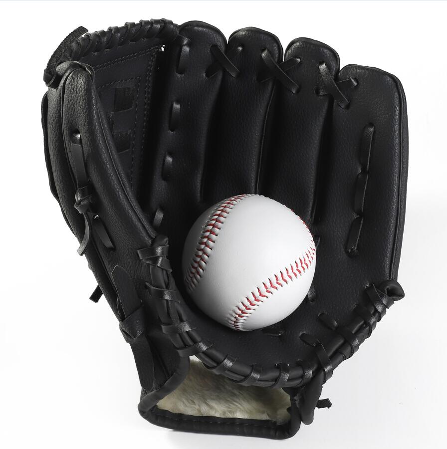 Thicken Infield Pitcher Baseball Gloves Softball Gloves Adolescents Full Adult Sports Infielder&#39;s Glove: black / 12.5 inches