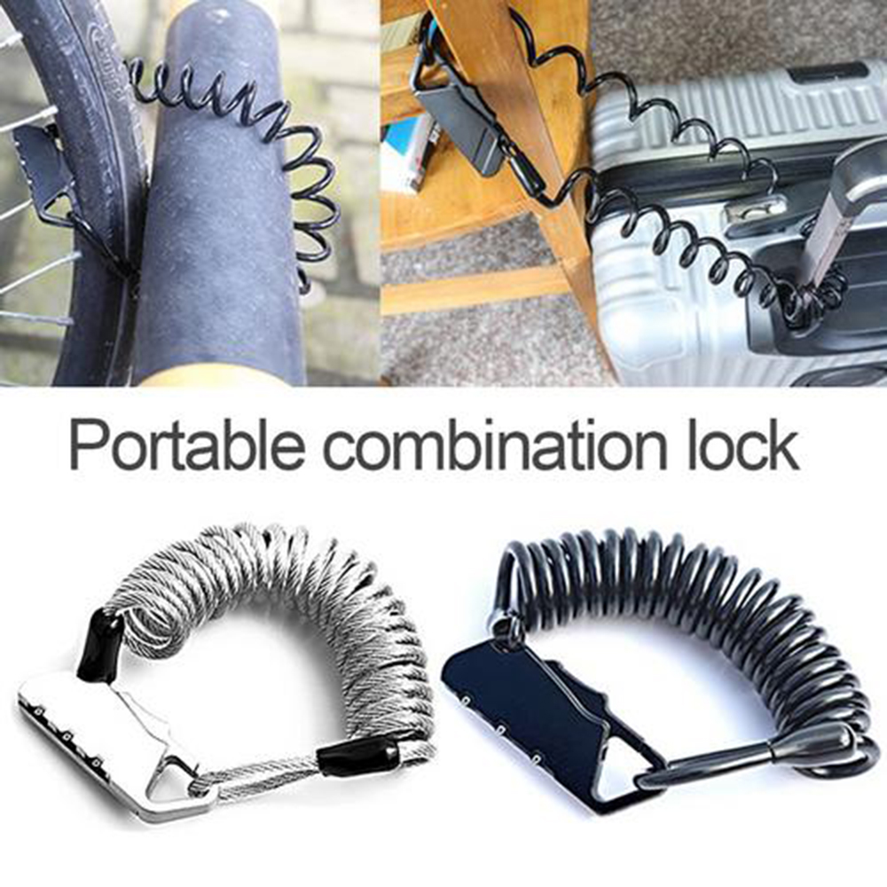 1400mm Mini Tragbare Frühjahr Anti-diebstahl Fahrrad Code Lock 3 Ziffern Kombination Passwort Bike Lock Frühling Disc Kabel draht Sicherheit