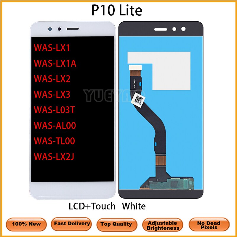 Pantalla LCD de 5,2 pulgadas con marco para Huawei P10 Lite, pantalla Lcd, digitalizador táctil, conjunto de pantalla LCD y Marco: LCD NoFrame White