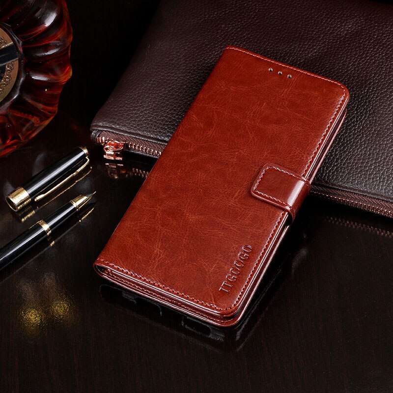 For BQ Mobile BQ-5518G Jeans book wallet leather case shockproof magnetic flip cover on BQ-5518G Jeans 360 housing: Brown