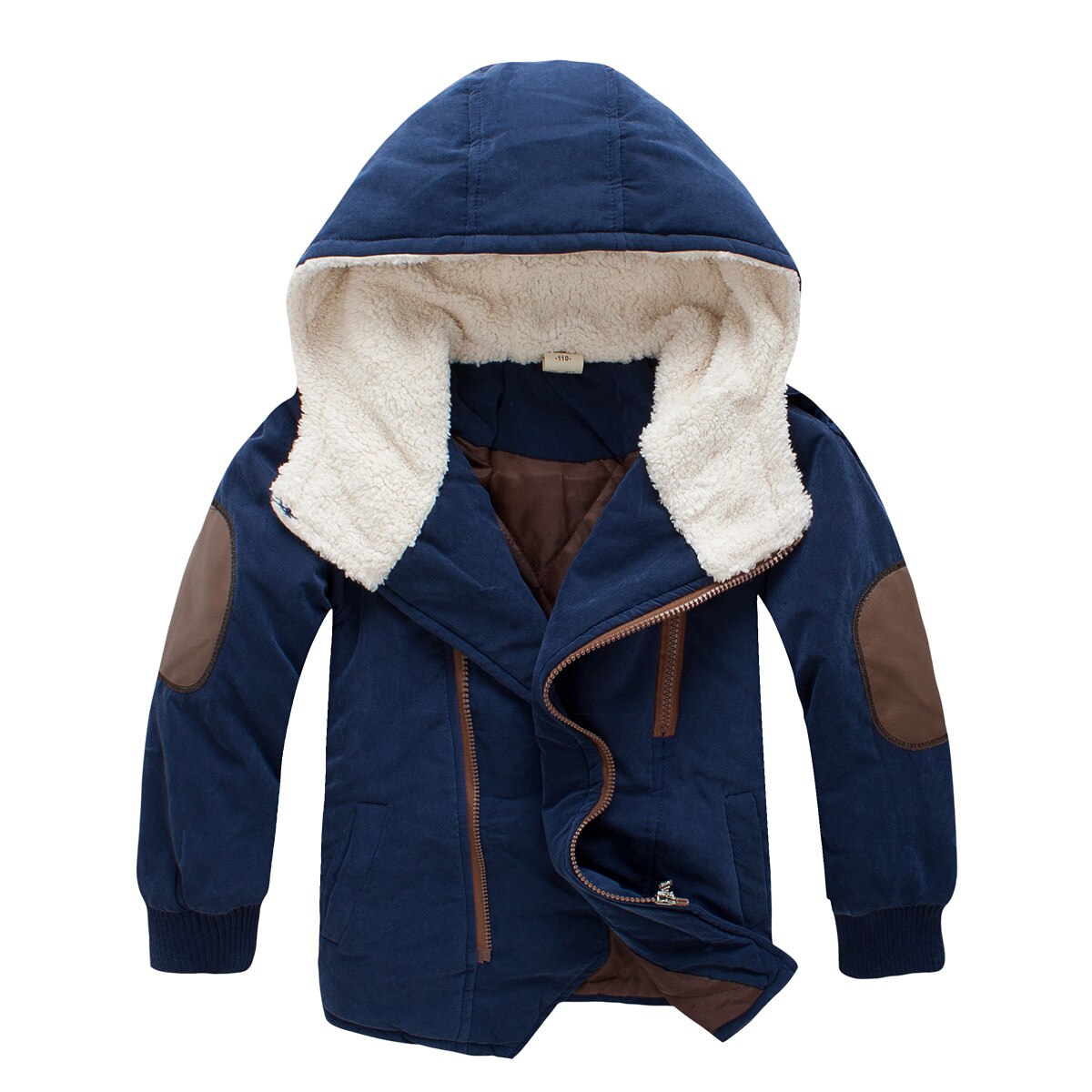 Kind Gewatteerd Jas Kinderkleding Dikker Katoen Gevoerde Bovenkleding Patchwork Baby Kleding Kids Winter Kleding Snowsuit: Dark Blue / 10