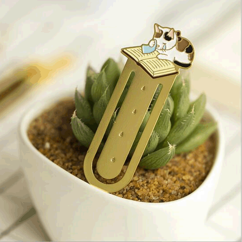 Leuke Kat Bladwijzers Metalen Boek Clips Kawaii Kittens Papieren Pagina Houder Japanse Briefpapier Lezen Gereedschap School Kantoorbenodigdheden: Oranje