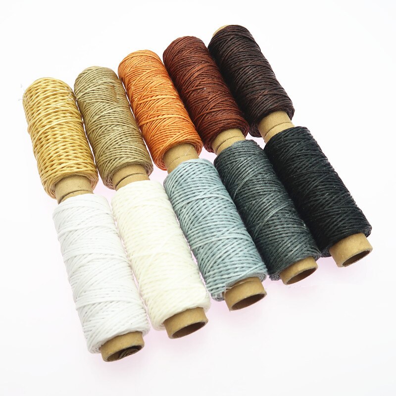 Línea de cera para coser cuero, hilo de fibra de coser hecho a mano, 50m, 150D, 10 unids/set por juego