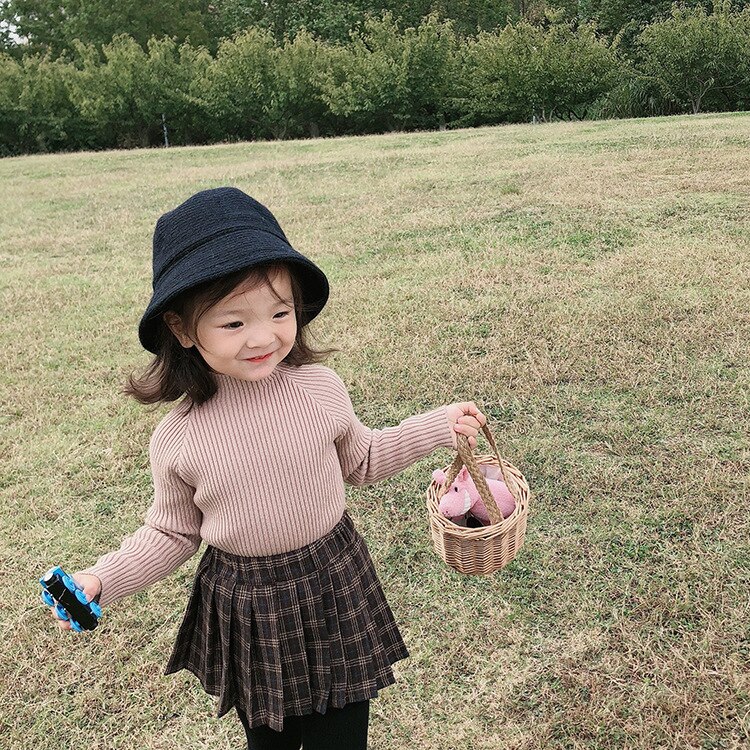 Girl Baby Plaid Pleated Skirt Toddler Kids Causal with Velvet Winter Skirts Children Ruched Mini Skirt