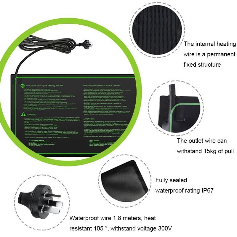 Seedling Heating Mat 20*48/20/10 Inch Germination Propagation Clone Starter Pad Vegetable Flower Seeds Garden Greenhouse Tools