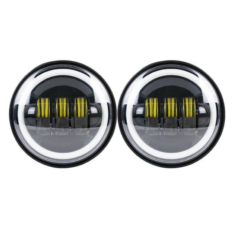 Feux antibrouillard led pour motos, moteur 4-1/2 ", 4.5", support de lampe noir/chromé, DRL, 4.5 pouces: light-Black