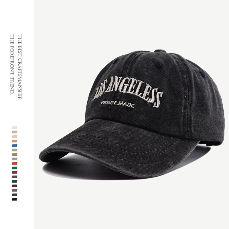 2022 Geborduurd Los Angeles Katoenen Baseball Cap Man Snapback Hoed Zwart Gemonteerd Vader Hoeden Voor Mannen Vrouwen Gorros hombre: Retro Black