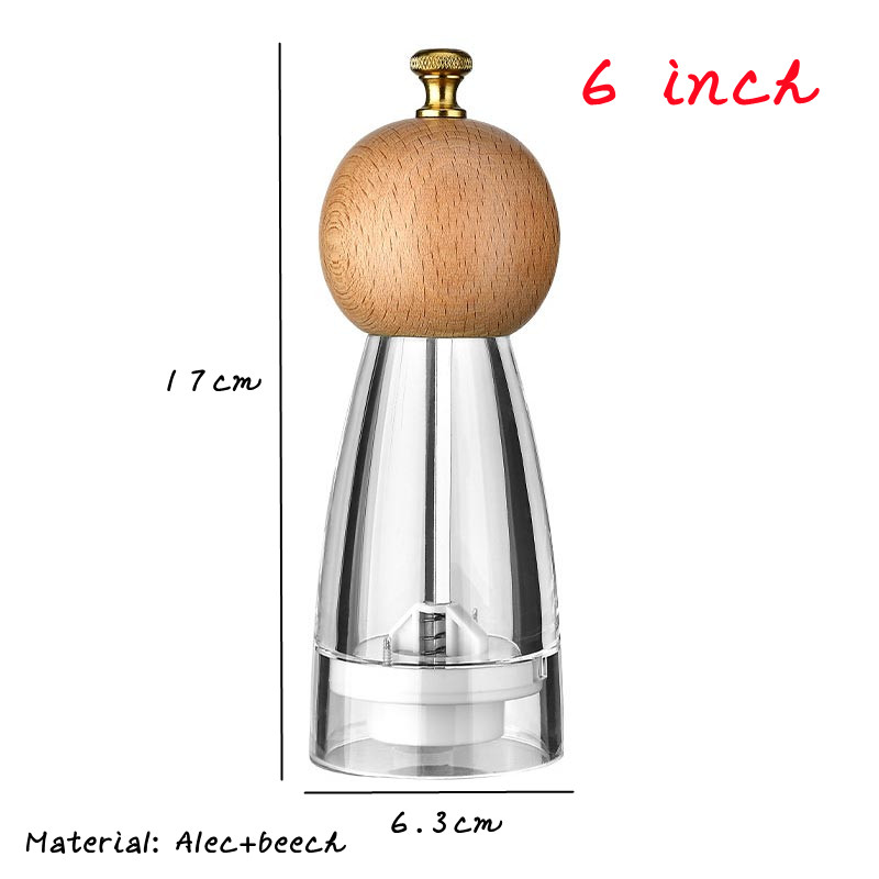 5/6/8 tums manuell pepparkvarn akryl keramisk kärna peppar havssaltkvarn multifunktionell spannmålskvarnar kryddkvarnar prylar: Mörkgrå