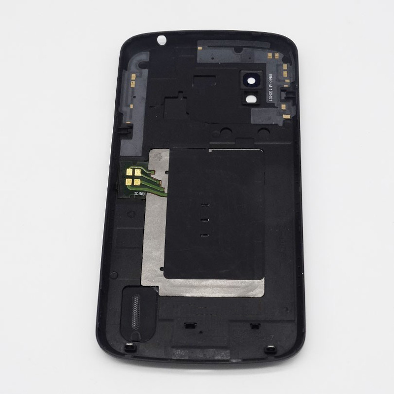 Batterij Cover Voor LG Google Nexus 4 E960 Batterij Deur Back Glas Behuizing + NFC Reparatie Onderdelen Zwart Wit glas Materiaal