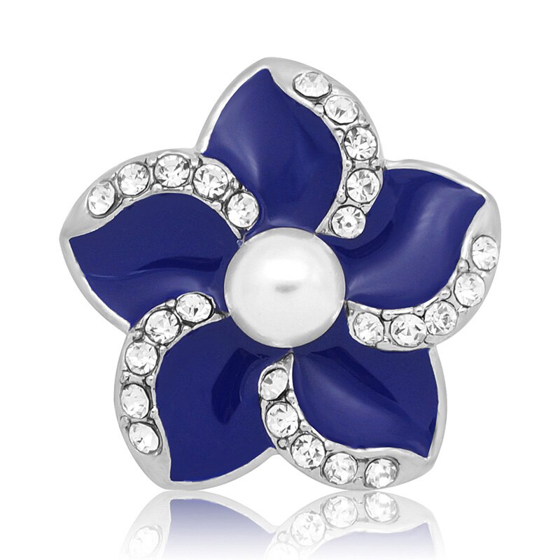 KZ1377 Beauty Crystal Kleurrijke Parel Bloemen 25Mm Snap Knoppen Fit Snap Sieraden: blue