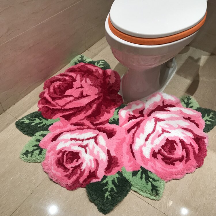 KEAOZVFE Leuke badmat, bloem tapijt, waterabsorptie antislip mat, zachte machinewas tapijt mat voor slaapkamer keuken badkamer toilet vloeren bad tapijt