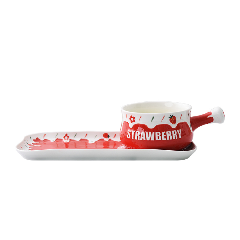 Ciieeo Keramikschüssel Mit Löffel – Erdbeer-Design, 12 Cm Rundschale Für Suppe, Salat & Snacks